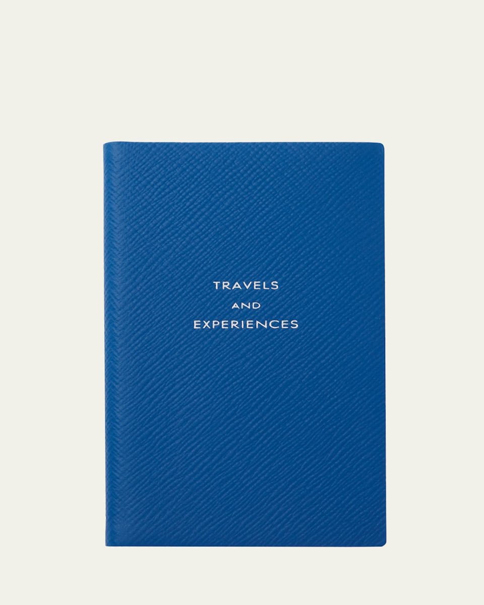 "Travels and Experiences" Panama Leather Pocket Notebook, Cerulean